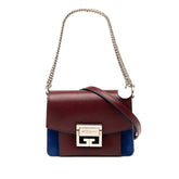 ジバンシー GV3 チェーンハンドバッグ ショルダーバッグ 2WAY ワインレッド ブルー レザー スウェード レディース Givenchy 【中古】